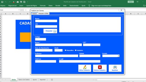 Sistema de Cadastro de Clientes no Excel VBA