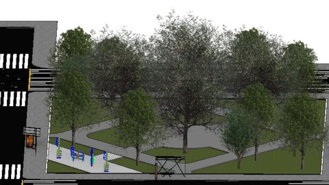 Praça publica projeto completo no Revit