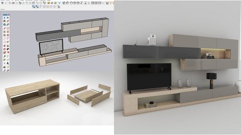 Aprende a diseñar muebles de TV en melamina mdf